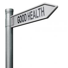 arrow pointing right reading "good health"